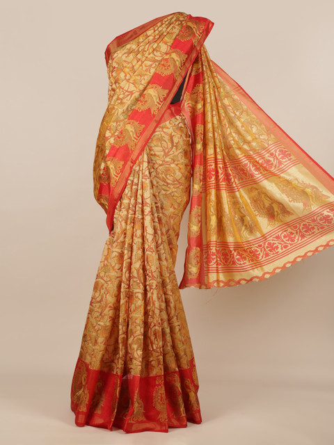 

Pothys Gold-Toned Woven Design Jute Silk Saree