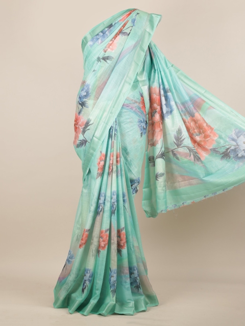 

Pothys Green Printed Linen Blend Saree