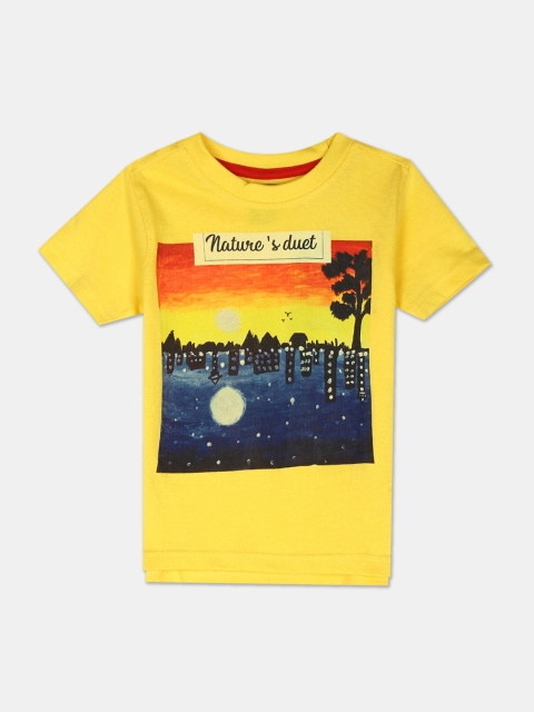 

Cherokee Boys Yellow Printed Round Neck T-shirt