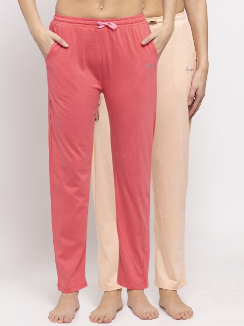 

NEUDIS Women Pack Of 2 Solid Lounge Pants, Pink