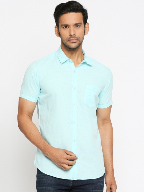 

Mufti Men Turquoise Blue Slim Fit Solid Casual Shirt