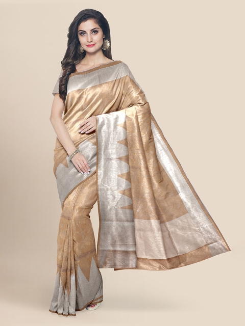 

KLM Fashion Mall Copper-Toned Tissue Woven Design Banarasi Saree