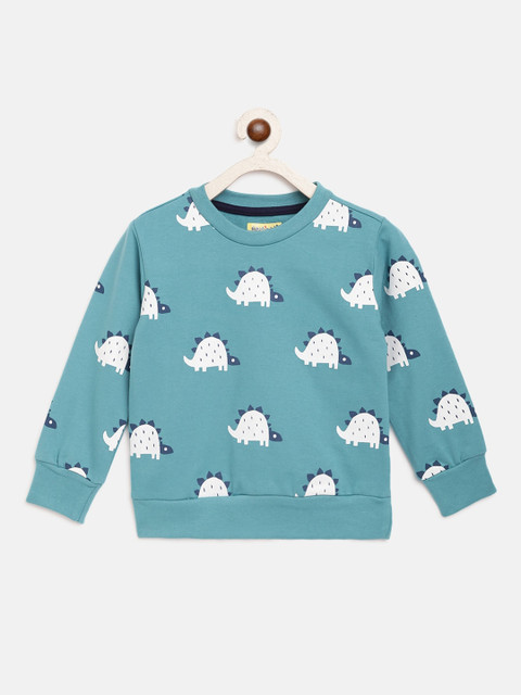 

Nauti Nati Boys Green & White Printed Sweatshirt