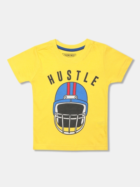 

Cherokee Boys Yellow Printed Round Neck T-shirt