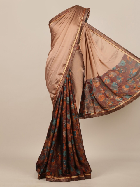 

Pothys Brown & Taupe Poly Chiffon Printed Saree