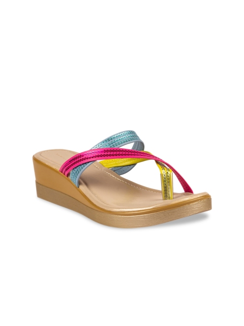 

Vanilla Moon Women Multicoloured Embellished Leather Wedges, Multi