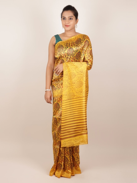 

Pothys Yellow Printed Jute Silk Saree