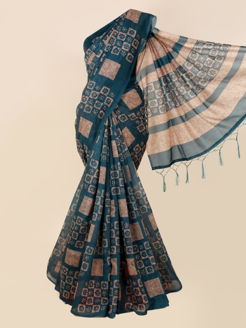 

Pothys Blue Printed Cotton Blend Saree