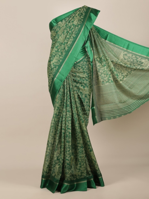 

Pothys Green Printed Jute Silk Saree