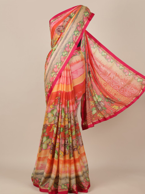 

Pothys Multicoloured Printed Poly Chiffon Saree, Multi