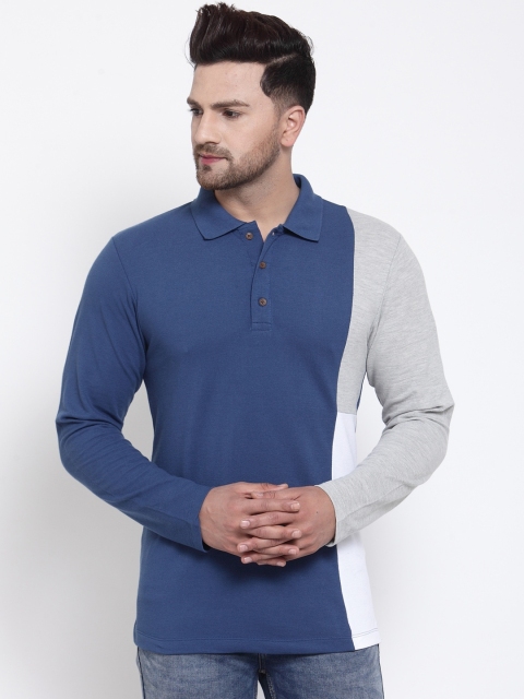 

Kalt Men Blue & Grey Colorblocked Tshirt