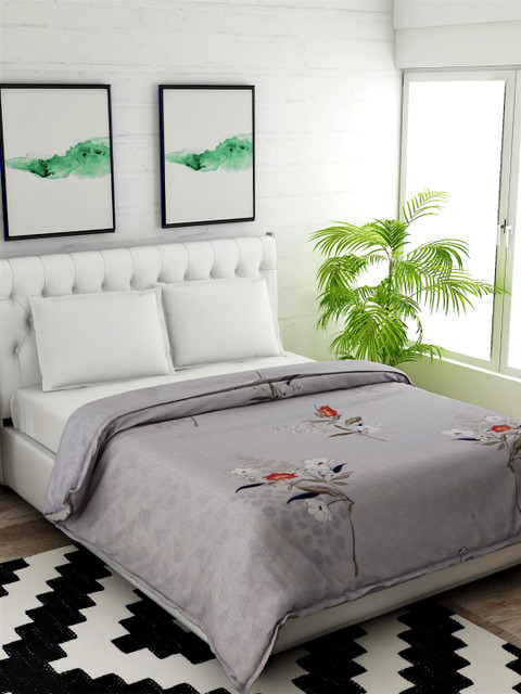 

Salona Bichona Grey & White Floral Mild Winter 120 GSM Double Bed Comforter