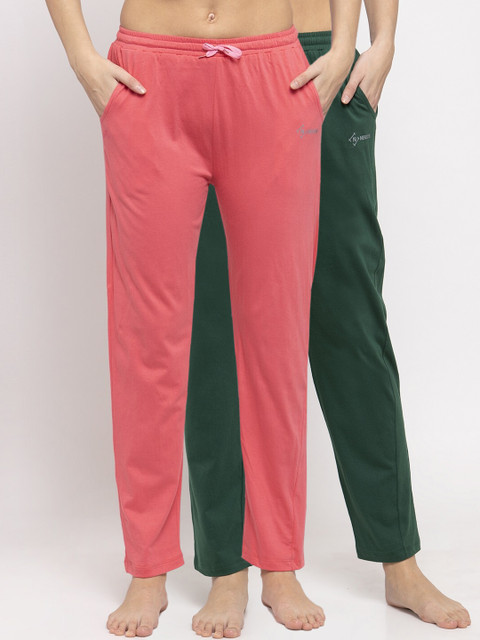

NEUDIS Women Pack Of 2 Solid Lounge Pants, Pink