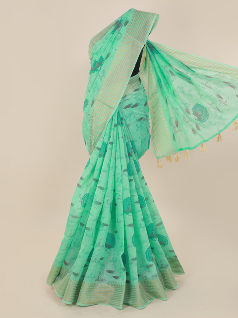 

Pothys Green Woven Design Cotton Blend Saree
