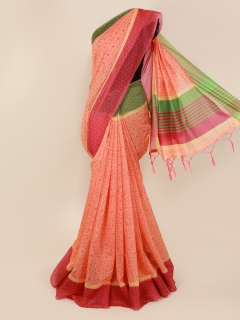 

Pothys Peach-Coloured Printed Cotton Blend Saree