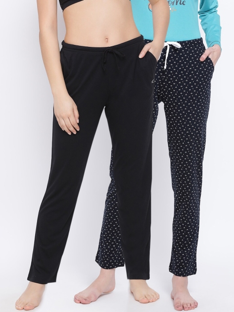 

Kanvin Women Pack Of 2 Pure Cotton Lounge Pants, Black