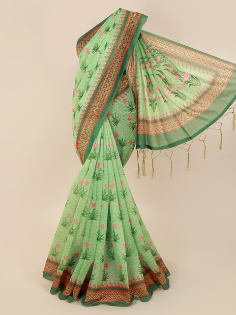 

Pothys Green Woven Design Cotton Blend Saree