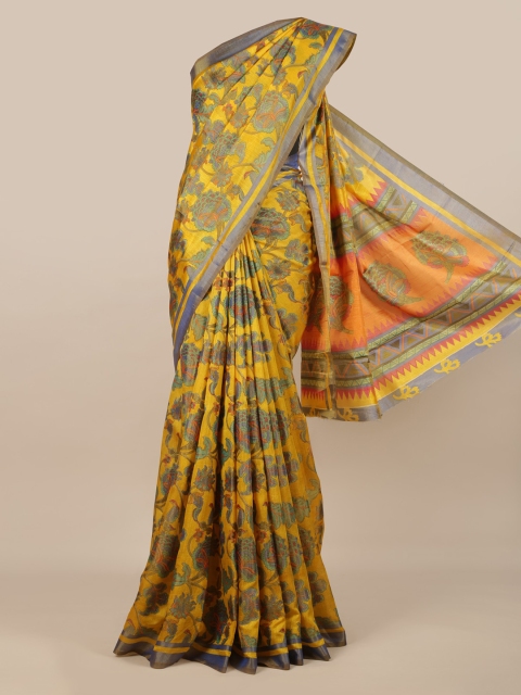 

Pothys Mustard & Grey Jute Silk Printed Saree