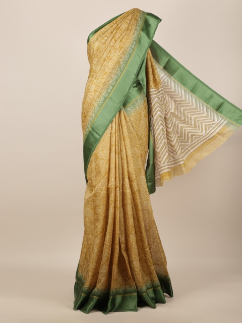 

Pothys Mustard Yellow Printed Jute Silk Saree