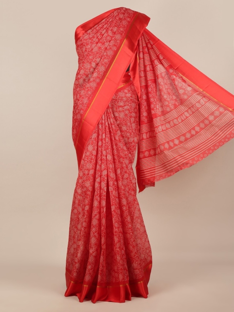 

Pothys Red Printed Jute Silk Saree