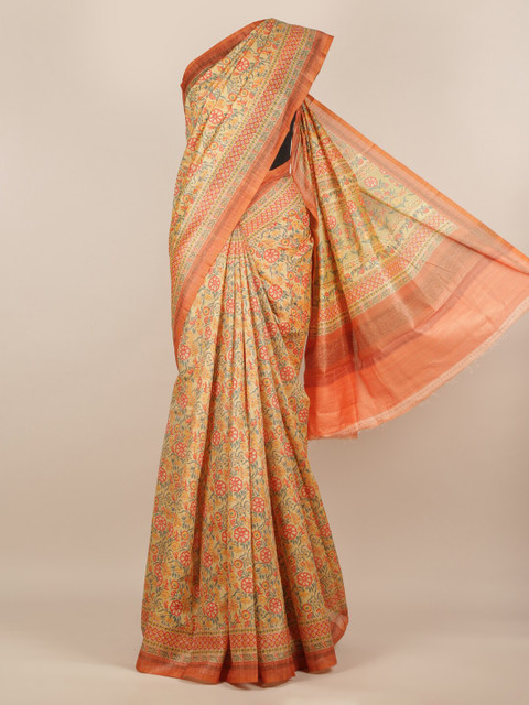 

Pothys Cream-Coloured Printed Jute Silk Saree
