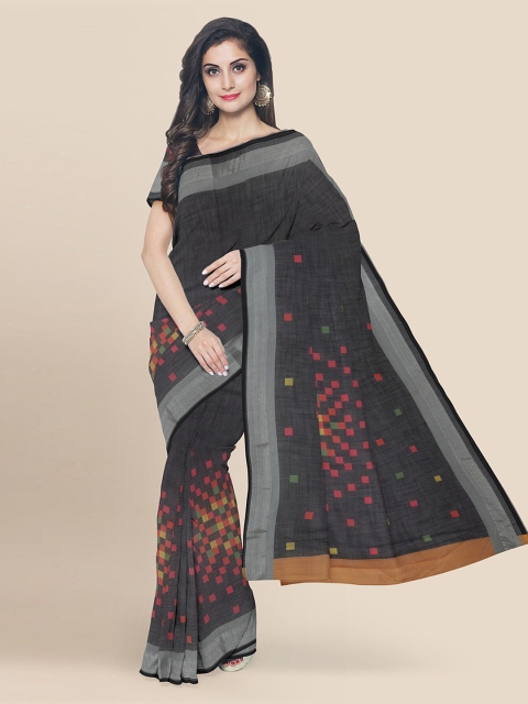 

KLM Fashion Mall Black Linen Blend Printed Banarasi Saree