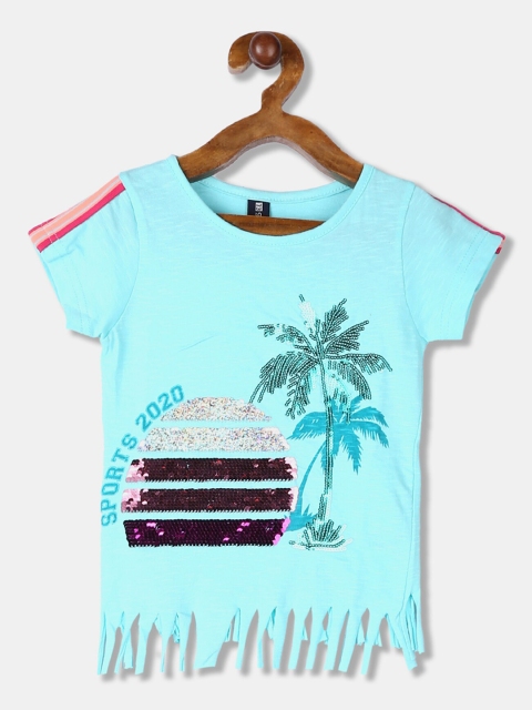 

Cherokee Girls Blue Printed Round Neck T-shirt