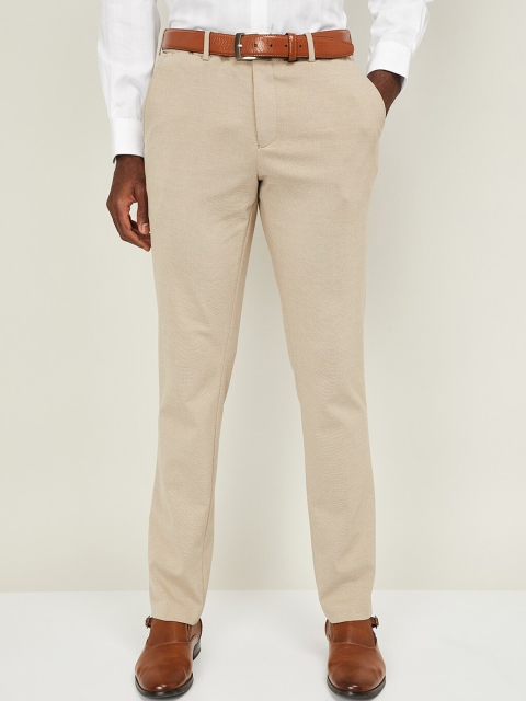 

CODE by Lifestyle Men Beige Slim Fit Solid Formal Trousers