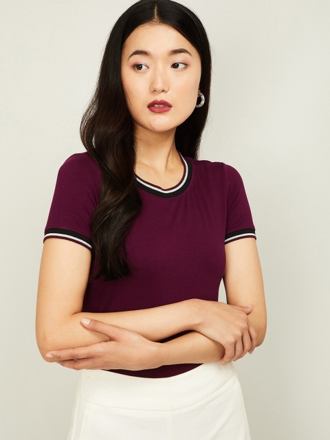 

Bossini Burgundy Round Neck Top