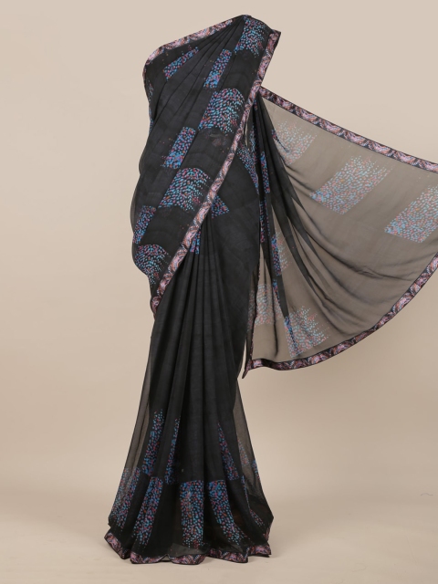 

Pothys Charcoal Black Printed Poly Chiffon Saree