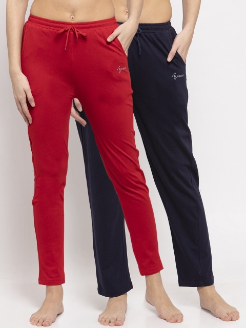 

NEUDIS Women Pack Of 2 Solid Lounge Pants, Red