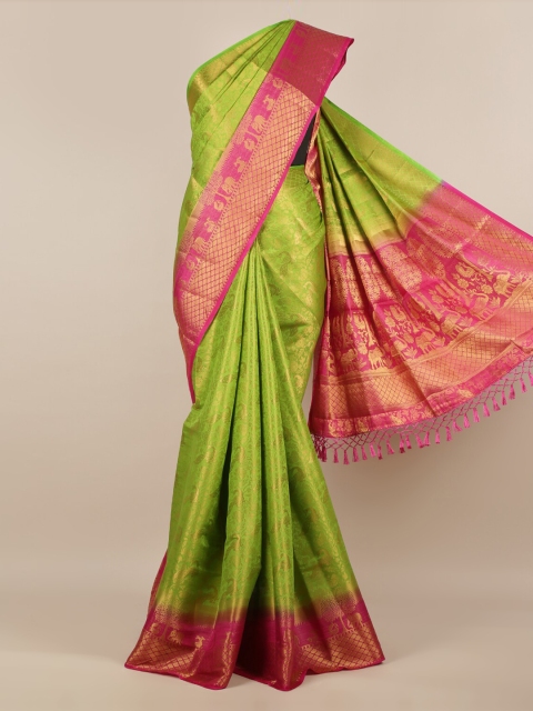 Pothys Green & Pink Jute Silk Woven Design Saree
