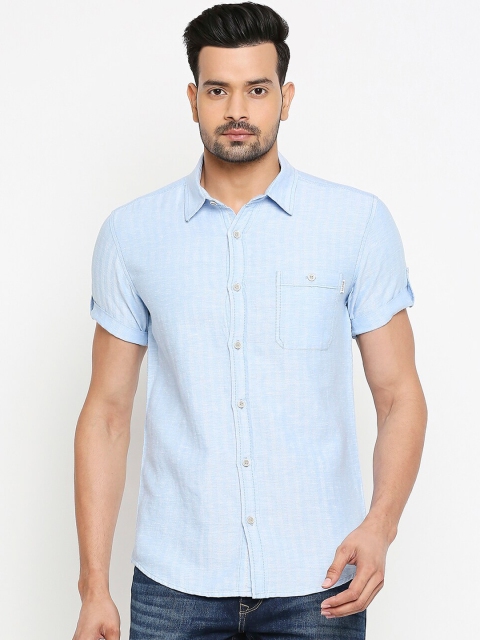 

Mufti Men Blue Slim Fit Solid Casual Shirt