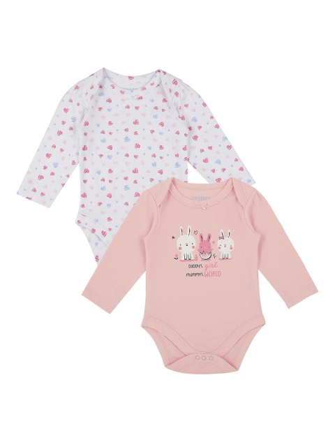 

Pantaloons Baby Infant Girls Pack Of 2 Pink & White Printed Bodysuits