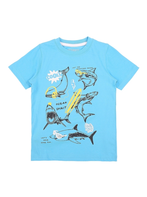 

Pantaloons Junior Boys Blue & Black Printed Round Neck T-shirt