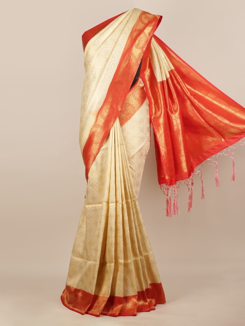 

Pothys Cream-Coloured Woven Design Jute Silk Saree