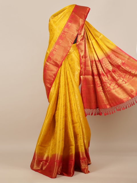 Pothys Yellow Woven Design Jute Silk Saree