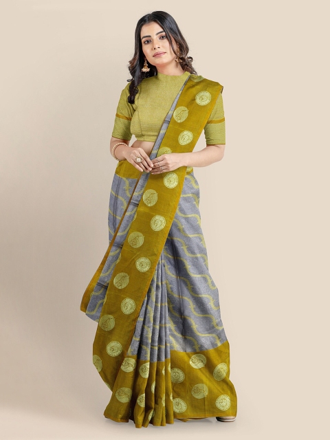 

KLM Fashion Mall Grey Tissue Printed Banarasi Saree