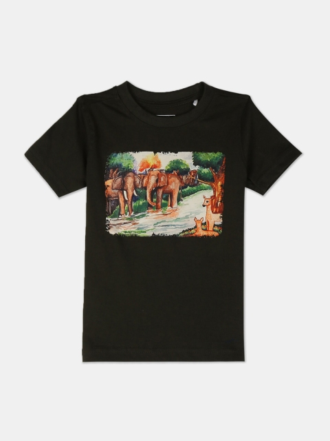 

Cherokee Boys Olive Green Printed Round Neck T-shirt