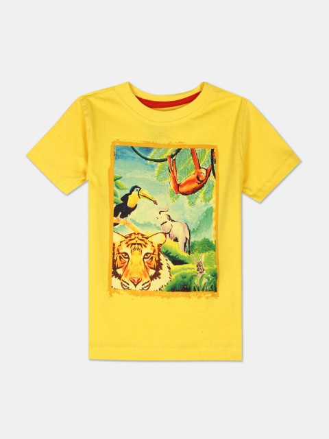 

Cherokee Boys Yellow Printed Round Neck T-shirt