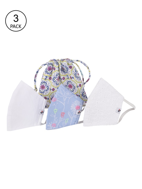 

Nauti Nati Kids Pack Of 3 3-Ply Reusable Cloth Face Mask, White
