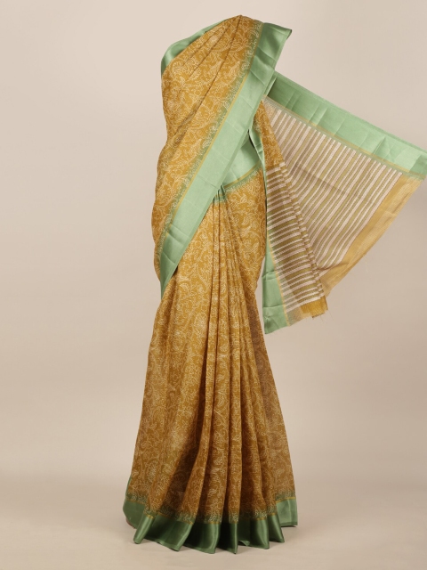 Pothys Green Printed Jute Silk Saree