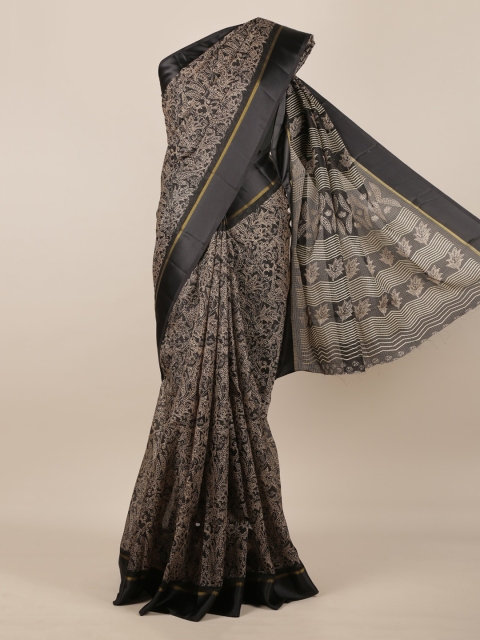 

Pothys Black Printed Jute Silk Saree