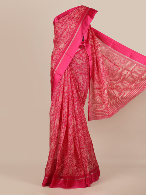 

Pothys Magenta Printed Jute Silk Saree