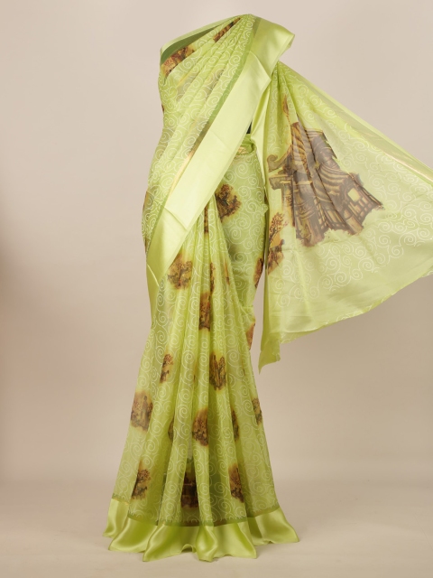 

Pothys Green Printed Jute Silk Saree