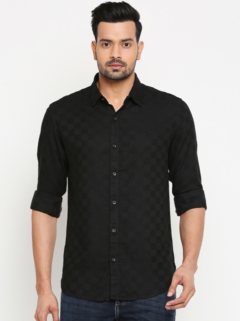 

Mufti Men Black Slim Fit Solid Casual Shirt