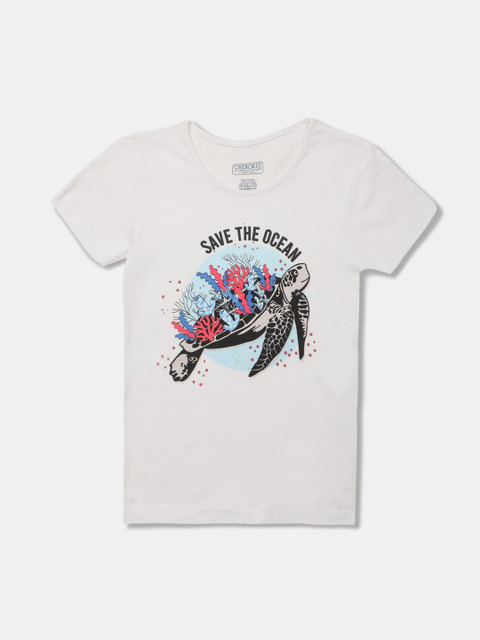 

Cherokee Girls White Printed Round Neck T-shirt