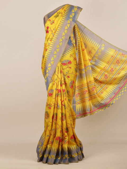 

Pothys Yellow Woven Design Jute Silk Saree