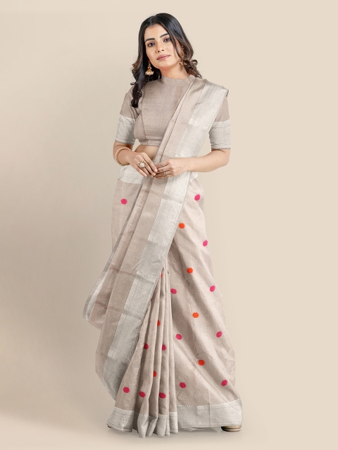 

KLM Fashion Mall Silver-Toned Tissue Woven Design Banarasi Saree