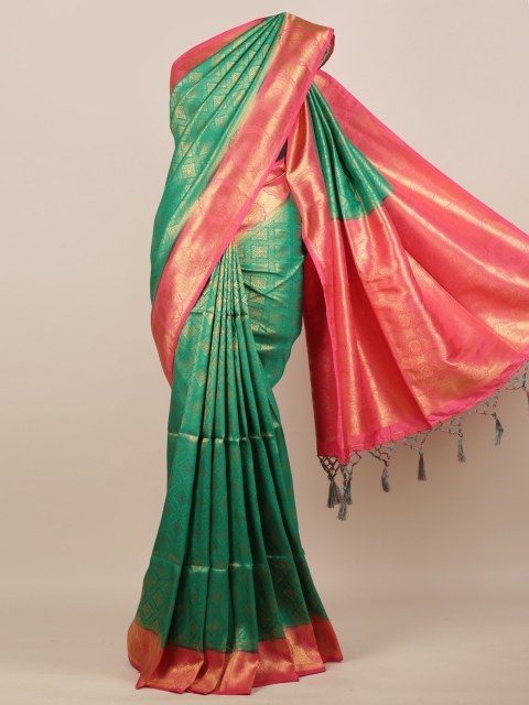 

Pothys Green & Pink Jute Silk Woven Design Saree